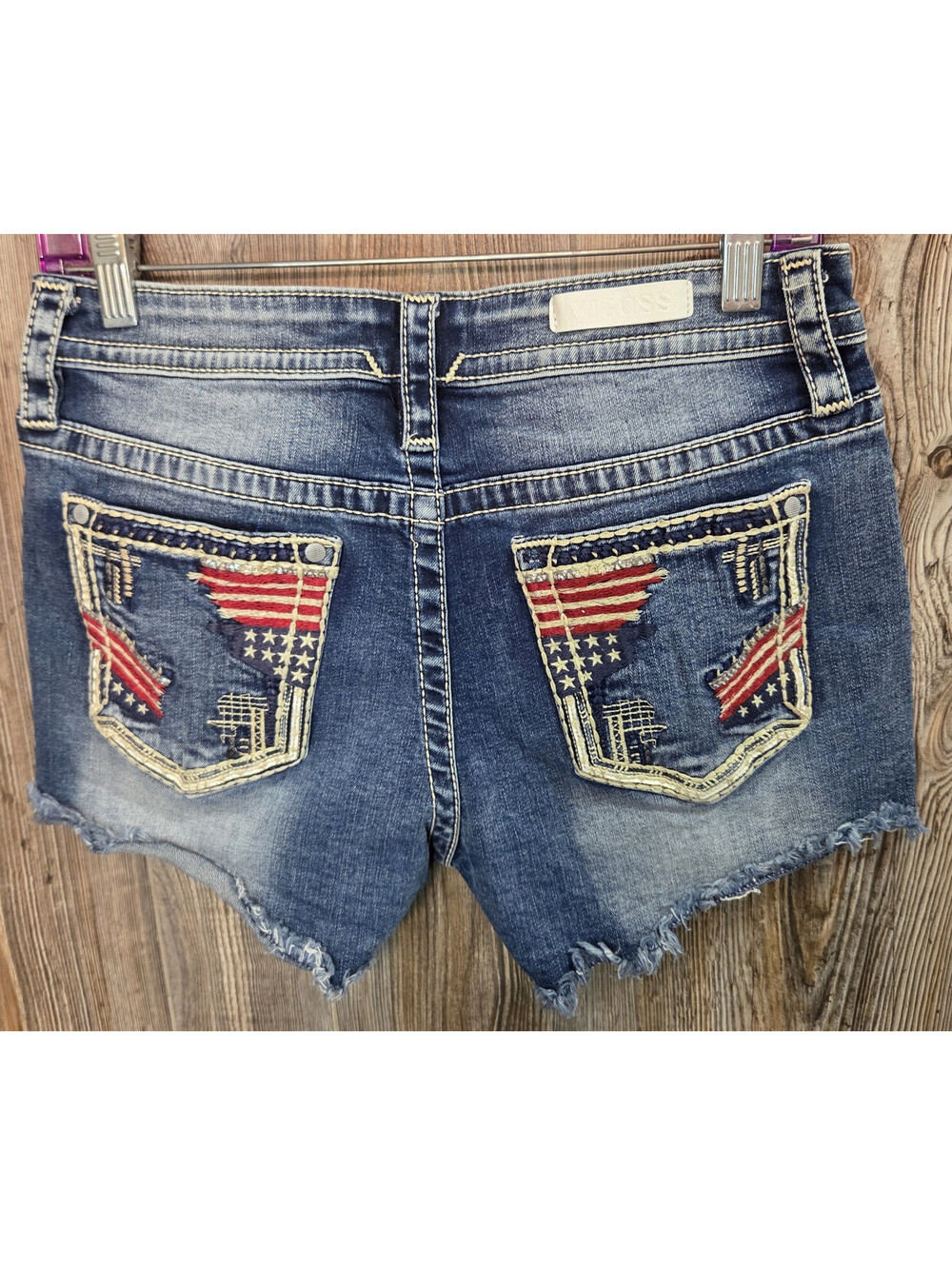 Vigoss Denim Cut Off Jean Shorts Wmn Size 8 (29x3) American Flag Patriotic USA